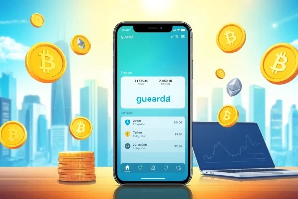 Interact with the guarda wallet interface on a sleek mobile device showcasing cryptocurrency management features.