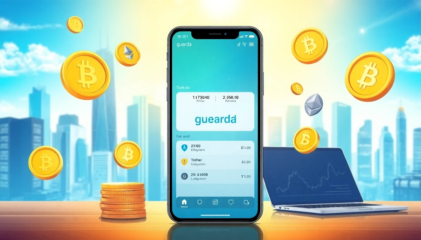Interact with the guarda wallet interface on a sleek mobile device showcasing cryptocurrency management features.