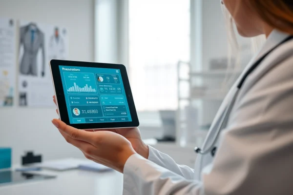 Using best eprescription apps on a digital device in a professional healthcare setting.