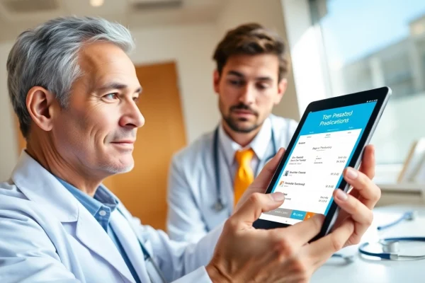 Choosing the Best Top Rated Prescription Applications for Your Health Needs Doctor prescribing medications using top rated prescription applications on a tablet in a clinic.