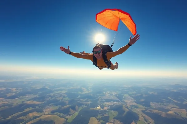 Skok s padalom v tandemu med adrenalinskim prostim padom z višine 4200 metrov.