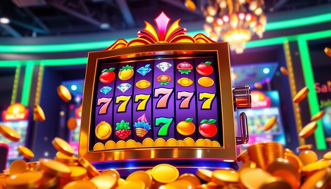 Mainkan qqmacan slot dengan simbol ceria dan suasana kasino mewah.