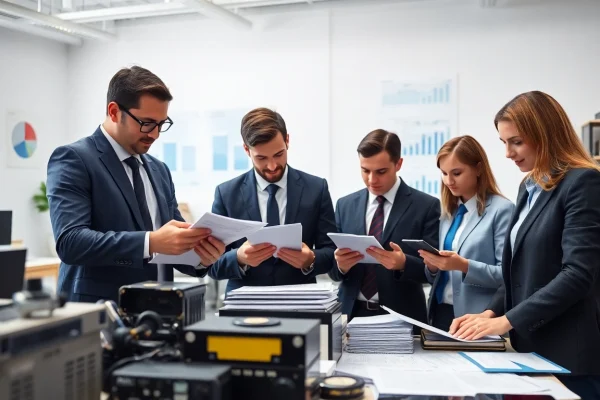 Performing Fixed Assets Verification with an audit team in a modern office.